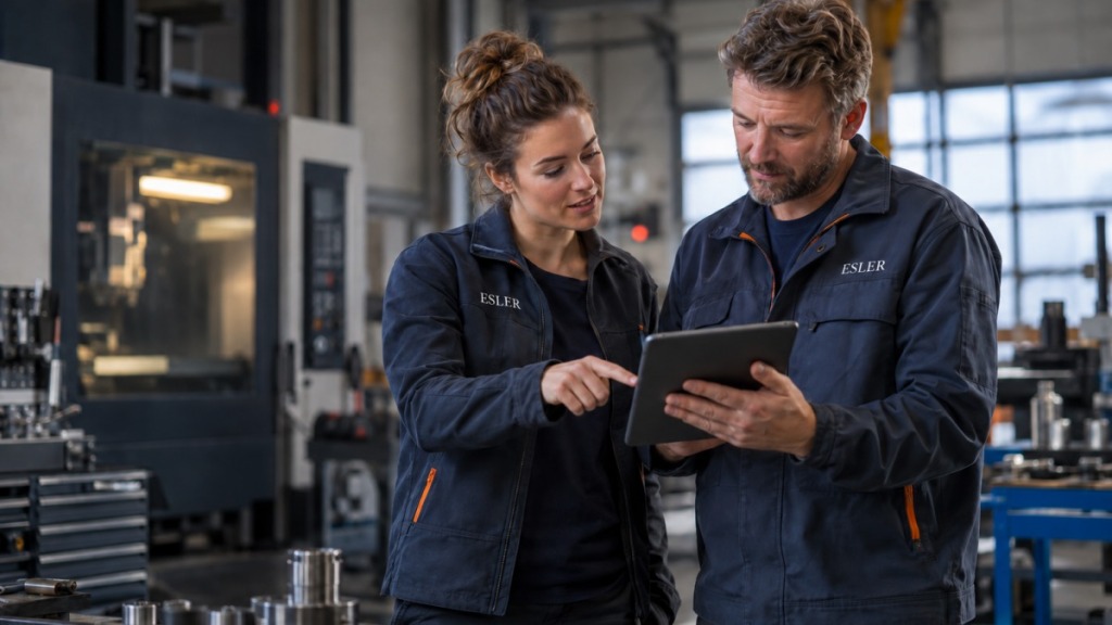Illustratieve foto van technische professionals in Esler-werkkleding